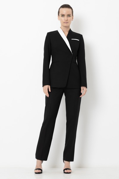 Жакет с контрастным лацканом VASSA&Co, пол женский, цвет черный