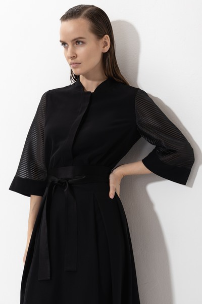 Платье с вставками из органзы VASSA&Co, пол женский, цвет черный