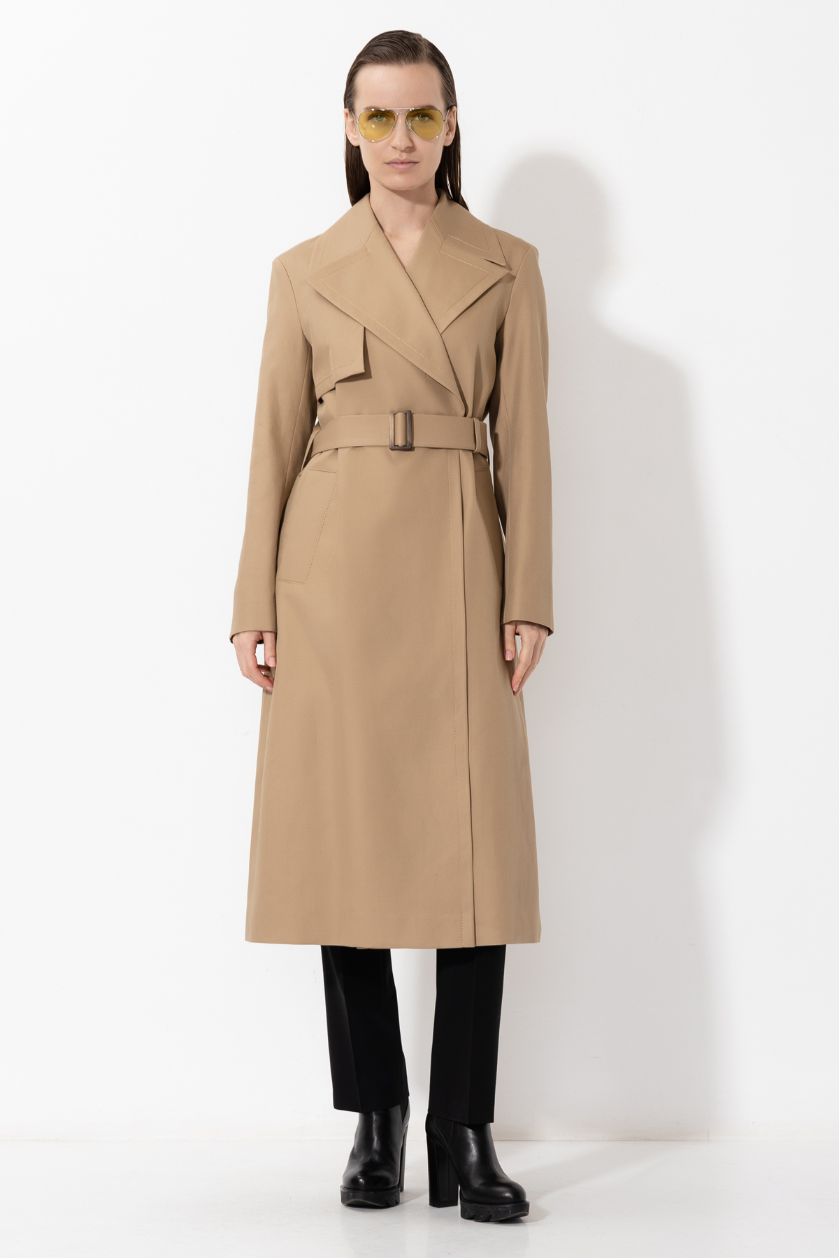 Плащ из хлопка VASSA&Co, пол женский, цвет бежевый