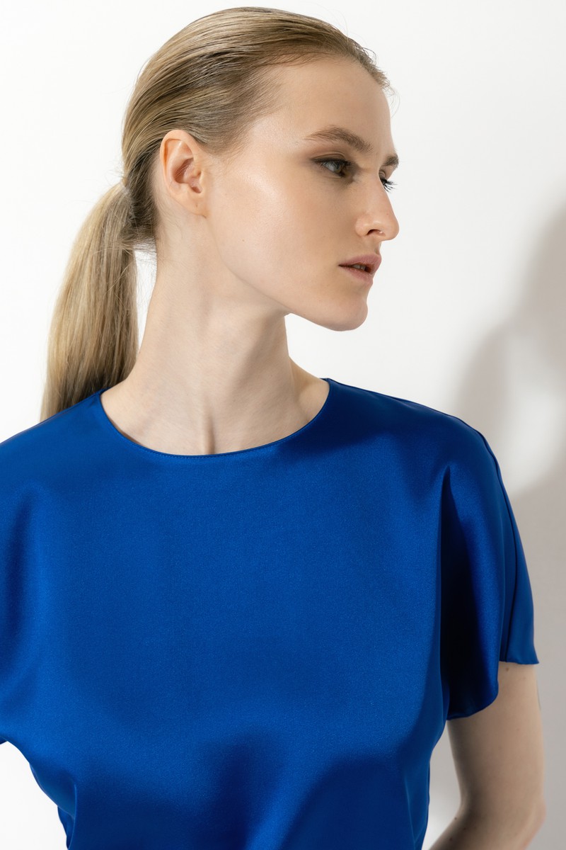 Блузка VASSA&Co, пол женский, цвет синий