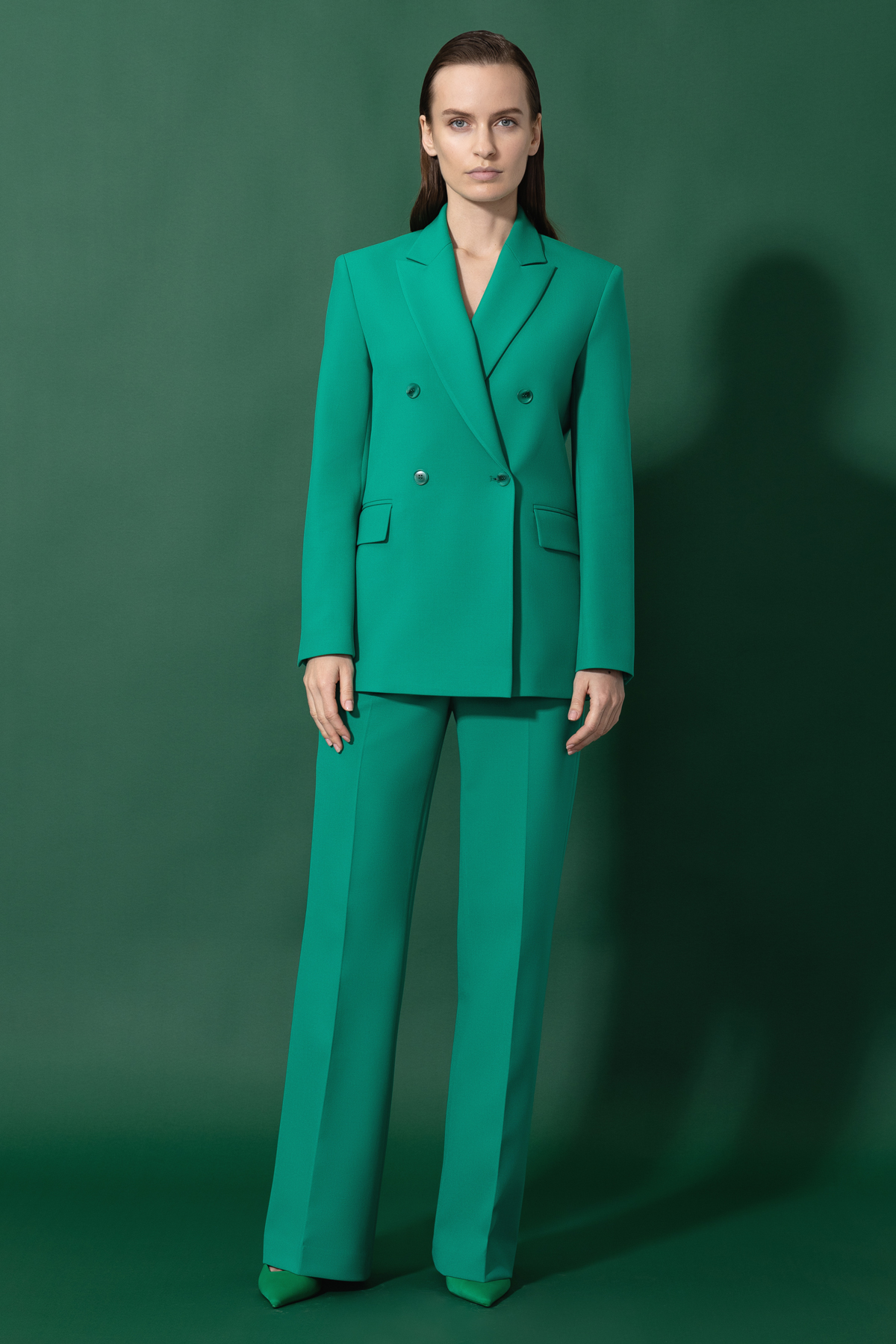 Жакет прямого кроя VASSA&Co, пол женский, цвет зеленый