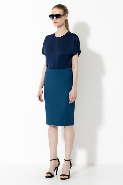 Юбка с широким поясом VASSA&Co, пол женский, цвет синий