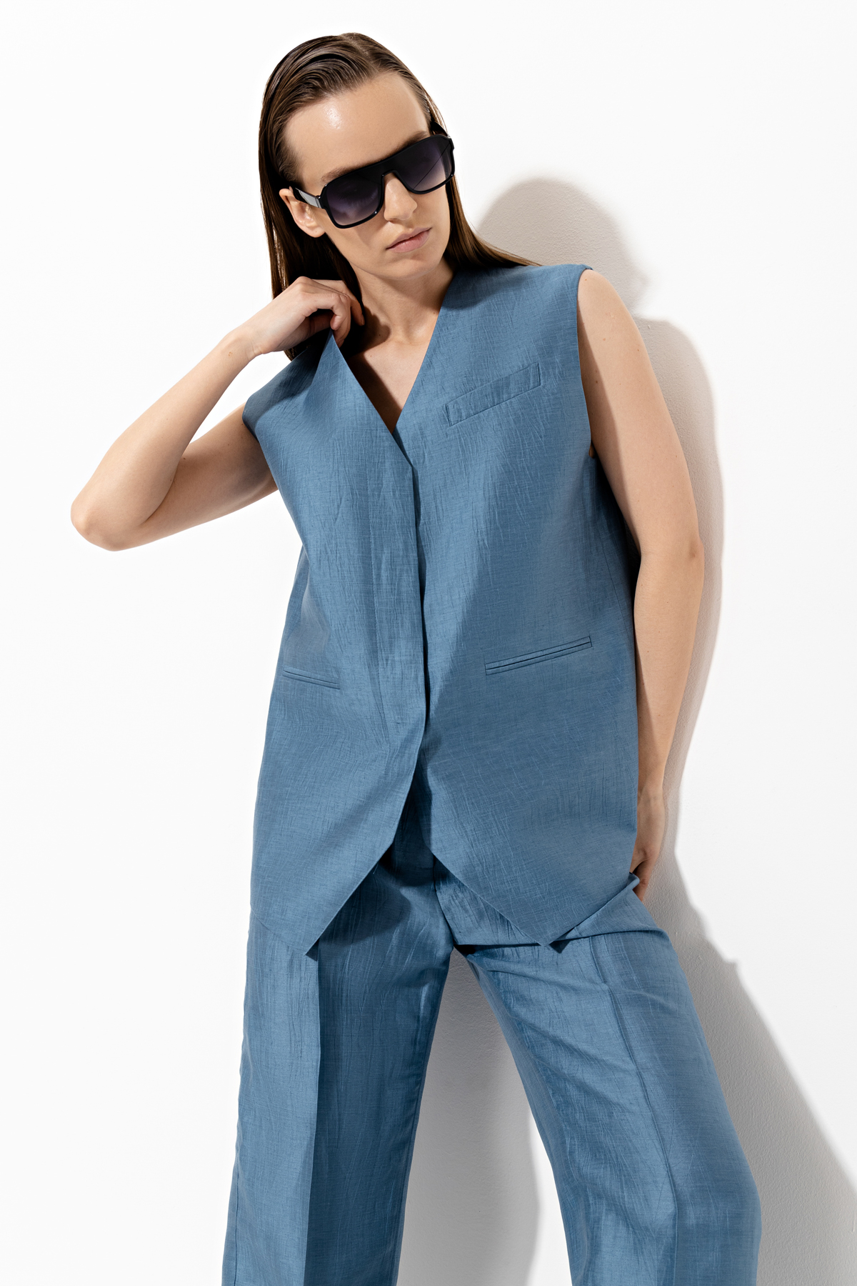 Жилет VASSA&Co, пол женский, цвет голубой