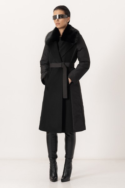 Пальто со съемным воротником VASSA&Co, пол женский, цвет черный