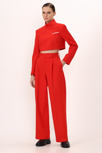 Брюки VASSA&Co, пол женский, цвет красный
