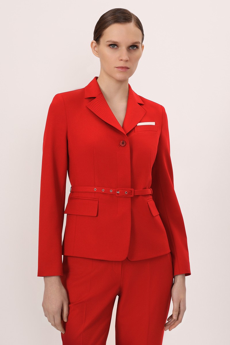 Жакет с поясом VASSA&Co, пол женский, цвет красный