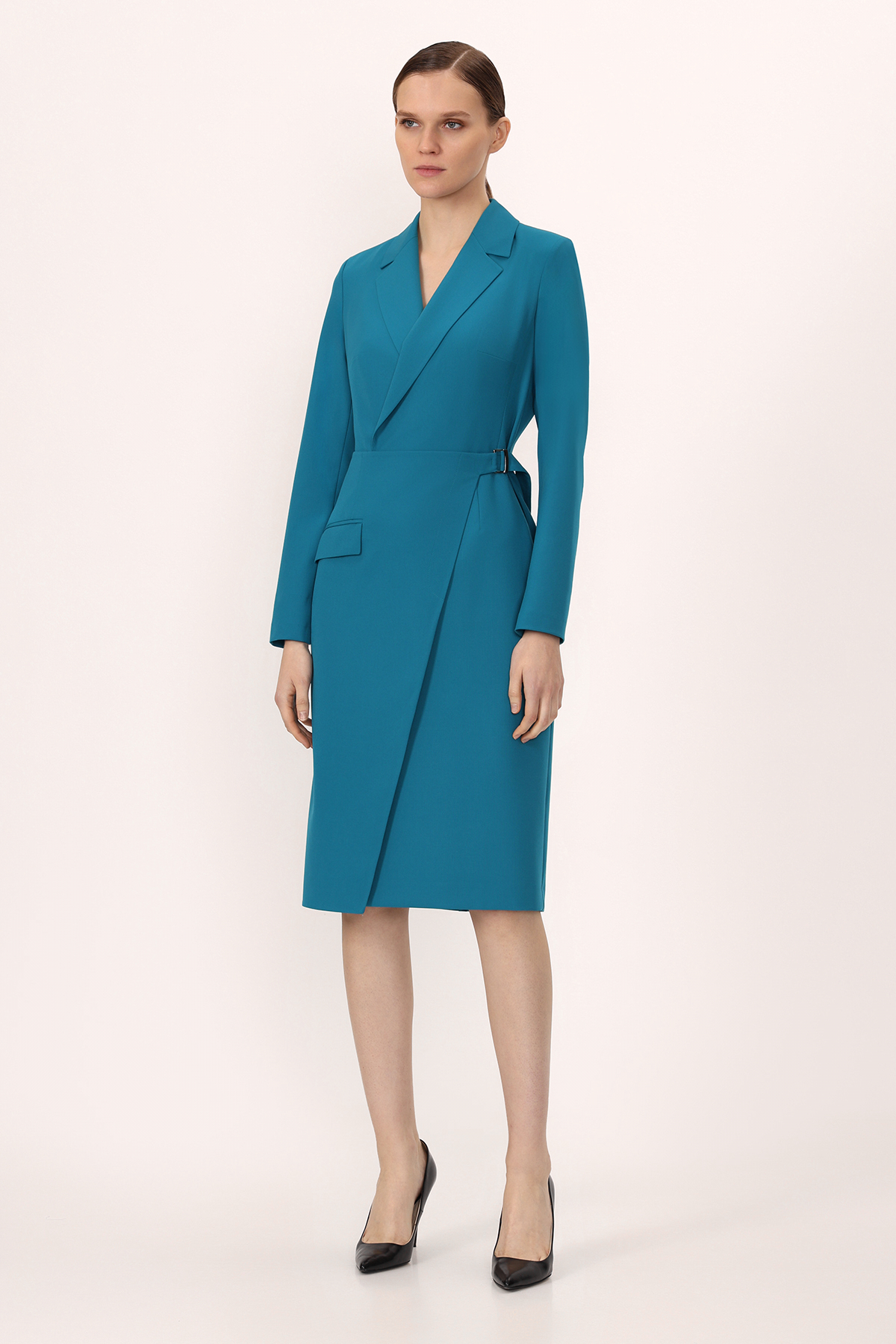 Платье на асимметричный запах VASSA&Co, пол женский, цвет зеленый