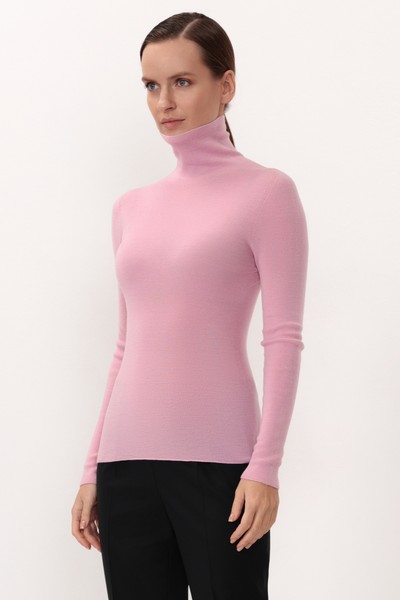 Водолазка из шерсти мериноса VASSA CODE, пол женский, цвет розовый