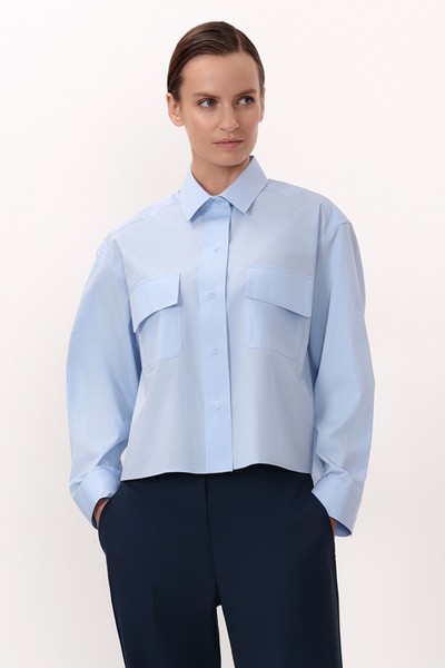 Укороченная рубашка VASSA CODE, пол женский, цвет голубой