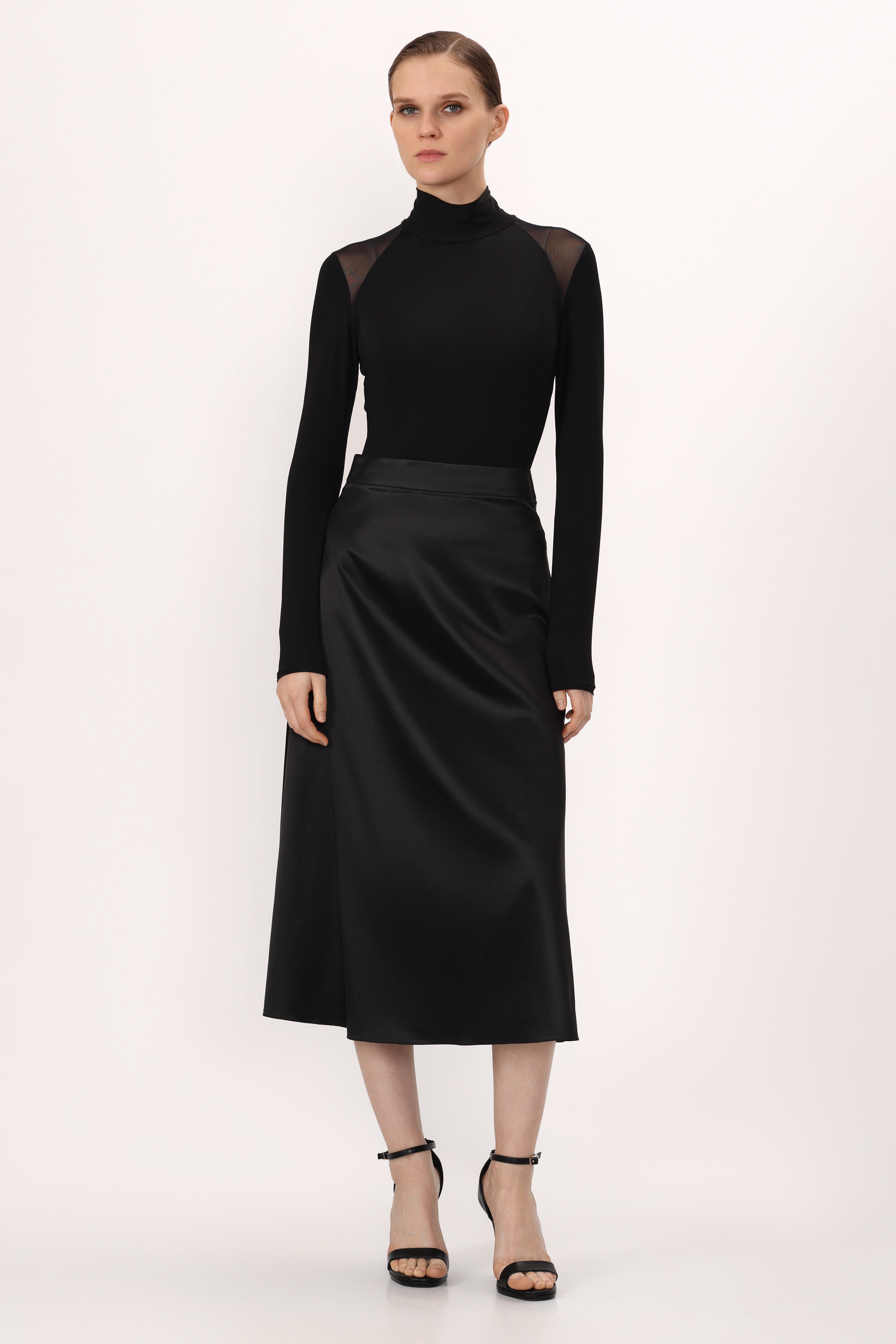 Юбка из шелка VASSA&Co, пол женский, цвет черный