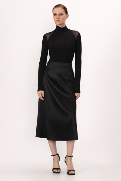 Юбка из шелка VASSA&Co, пол женский, цвет черный