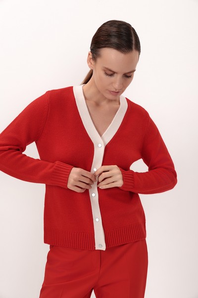 Кардиган из шерсти и кашемира VASSA&Co, пол женский, цвет красный