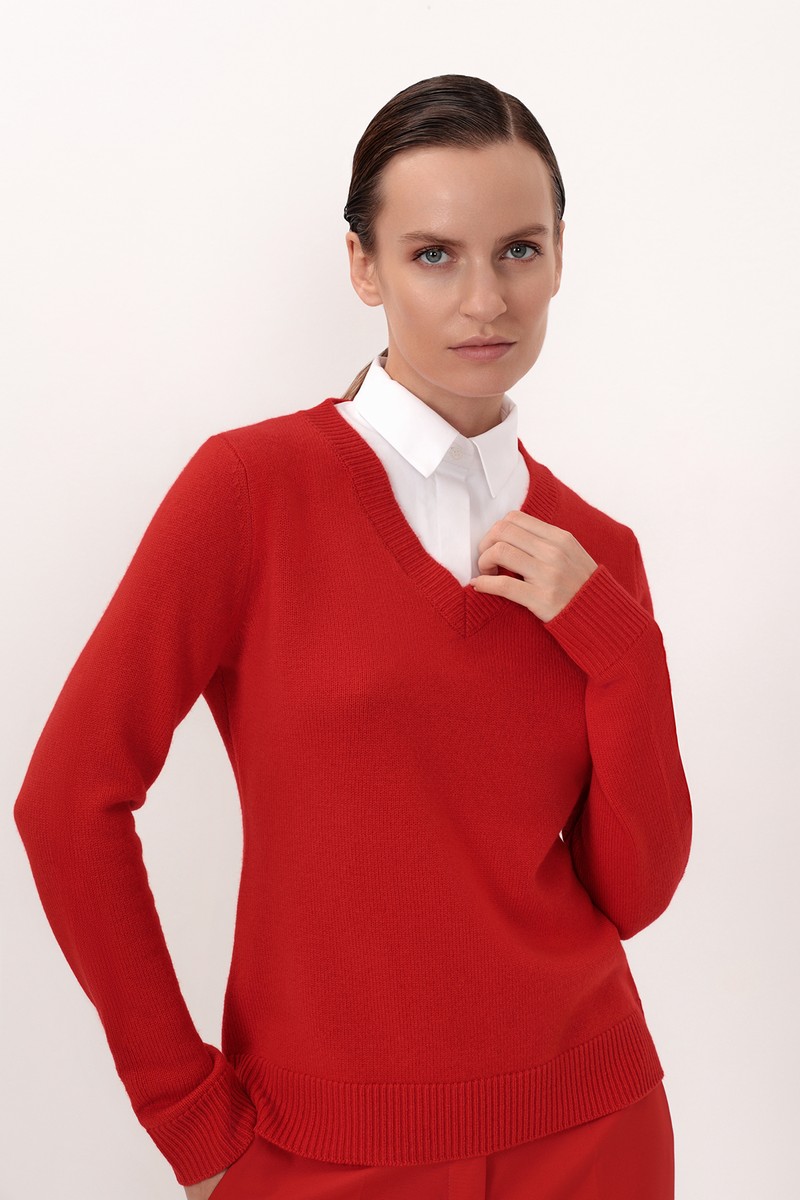 Джемпер со съемной манишкой VASSA&Co, пол female, цвет red