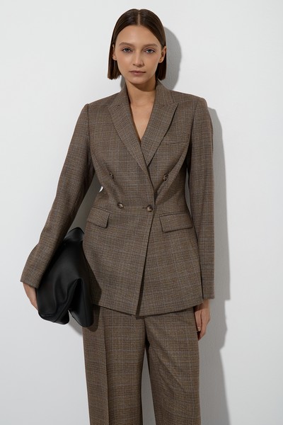 Жакет в клетку VASSA&Co, пол женский, цвет коричневый