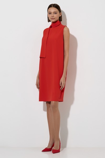 Платье с воротником-шарфом VASSA&Co, пол женский, цвет красный