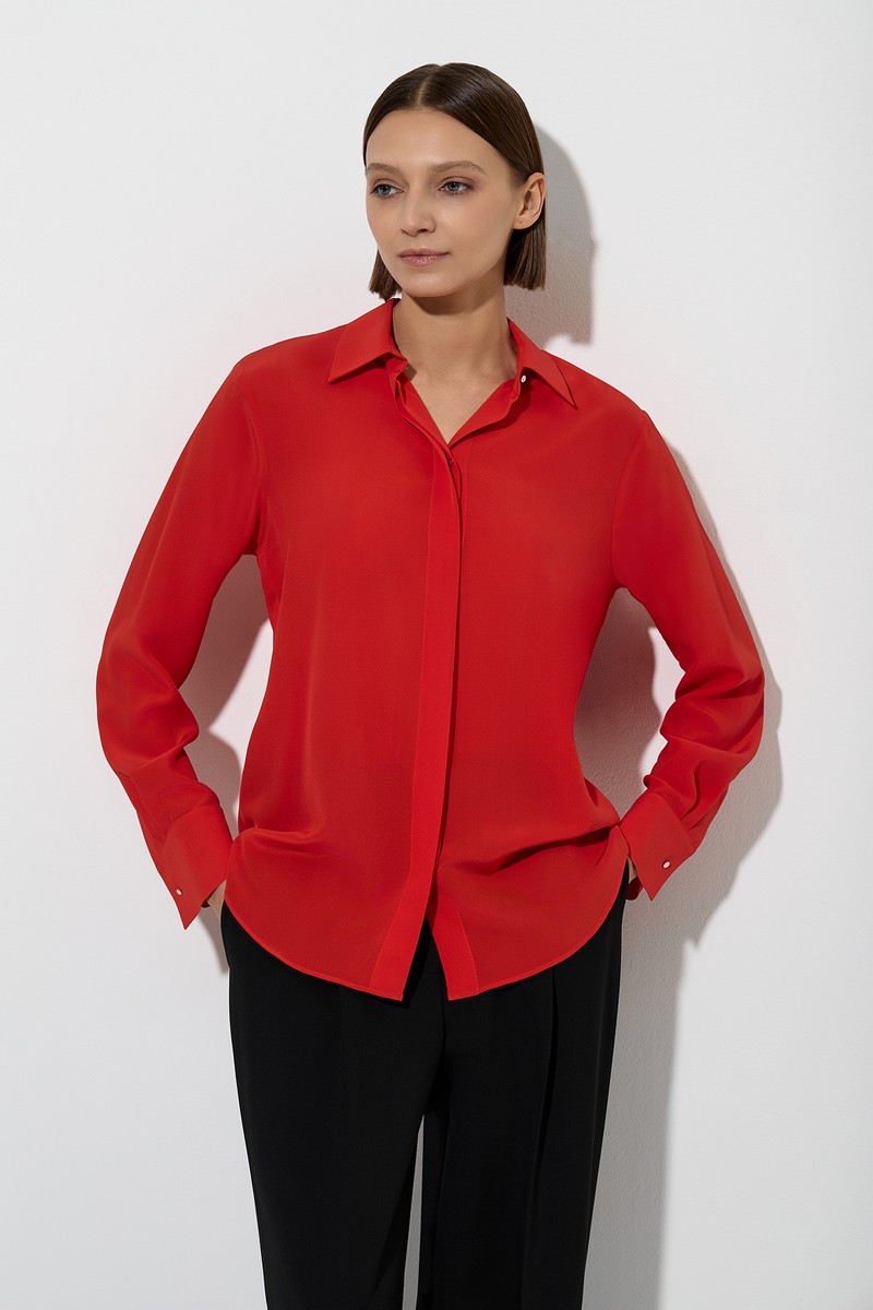 Блузка из шелка VASSA&Co, пол женский, цвет красный