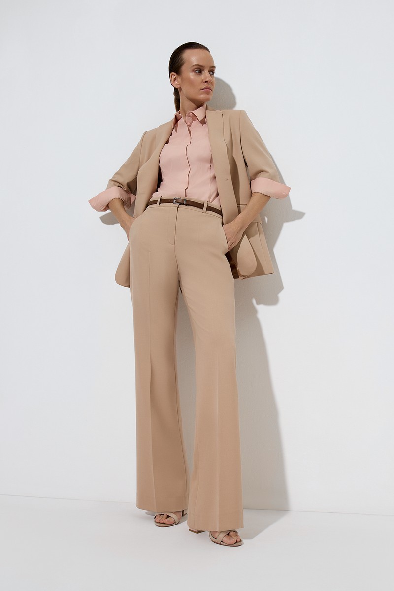 Брюки , пол женский, цвет бежевый