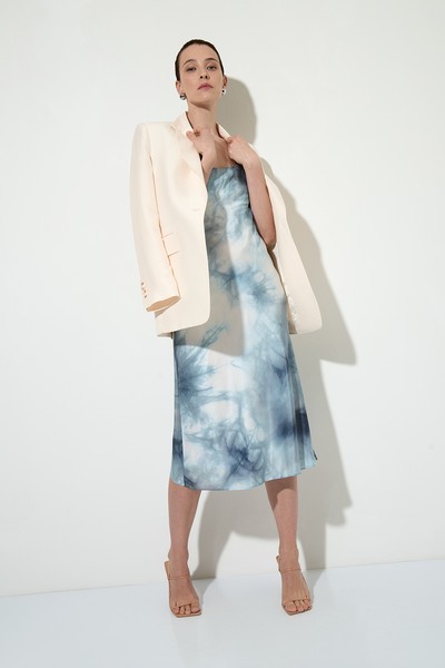 Silk combination dress , пол female, цвет серый