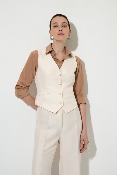 Классический жилет из полульна , пол женский, цвет молочный