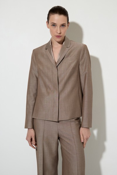 Жакет с отделкой из атласа VASSA&Co, пол женский, цвет коричневый