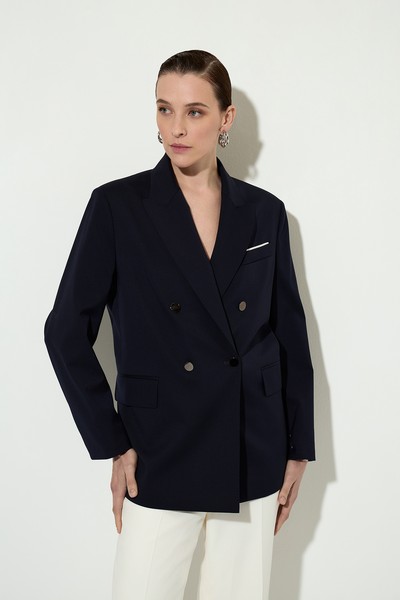 Двубортный жакет VASSA&Co, пол женский, цвет синий