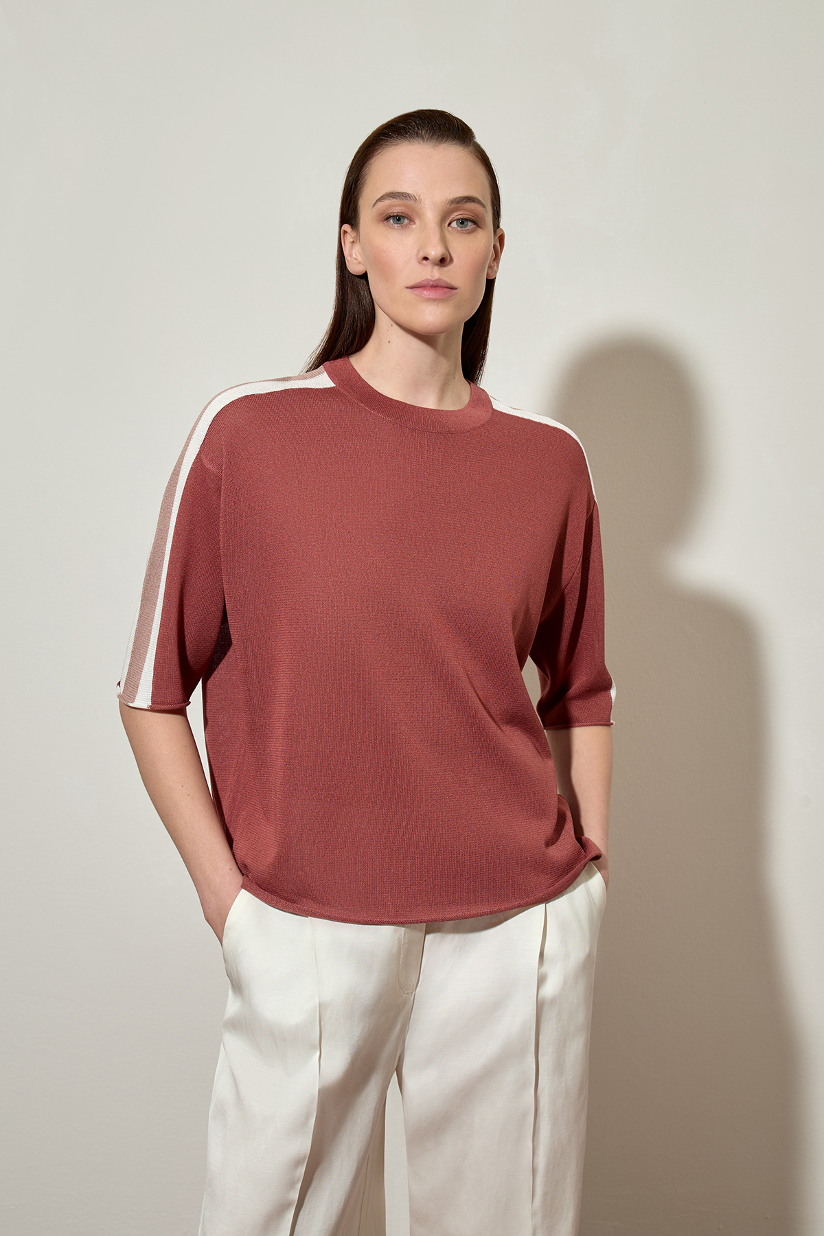 Джемпер из вискозы и шелка VASSA CODE, пол female, цвет brown