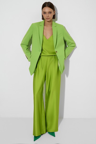 Брюки в пижамном стиле , пол женский, цвет зеленый