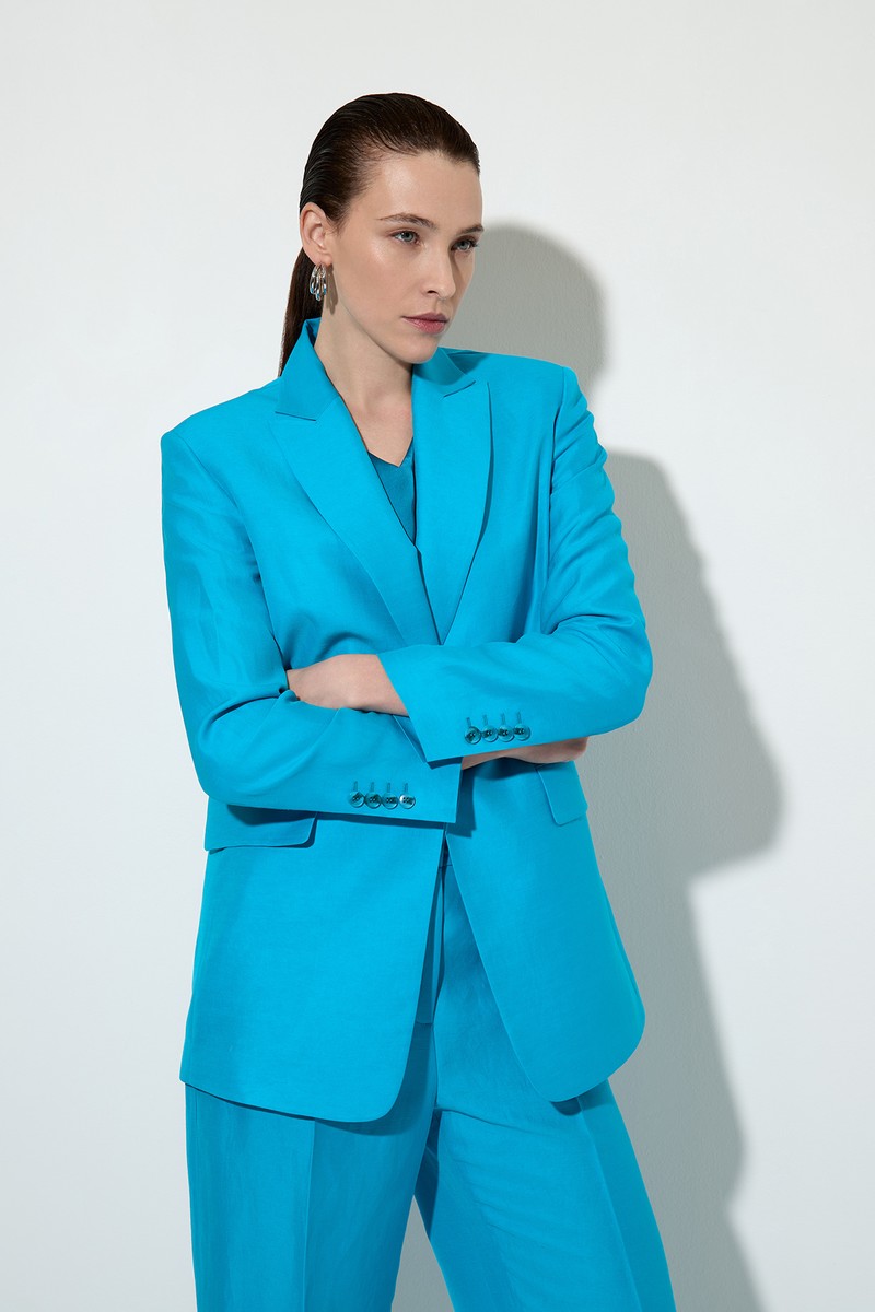 Half-linen jacket , пол female, цвет голубой