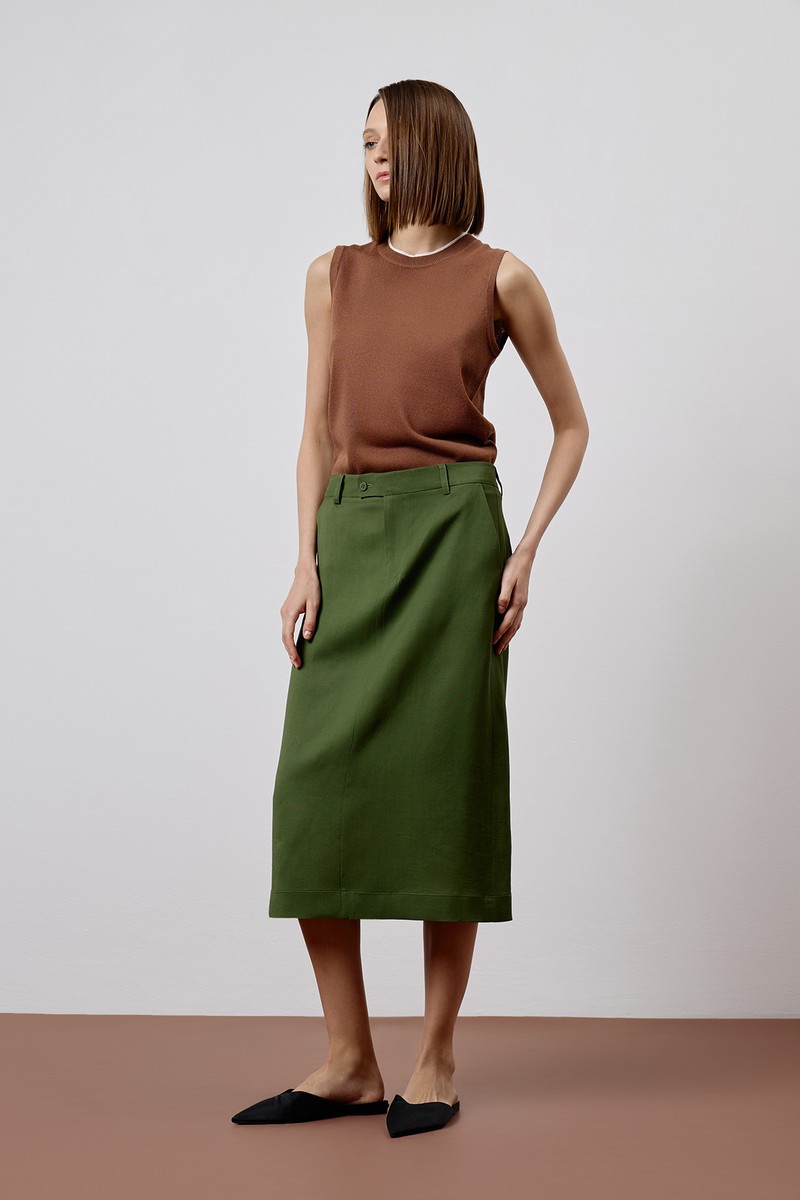 Юбка с запахом на спинке VASSA CODE, пол female, цвет зеленый