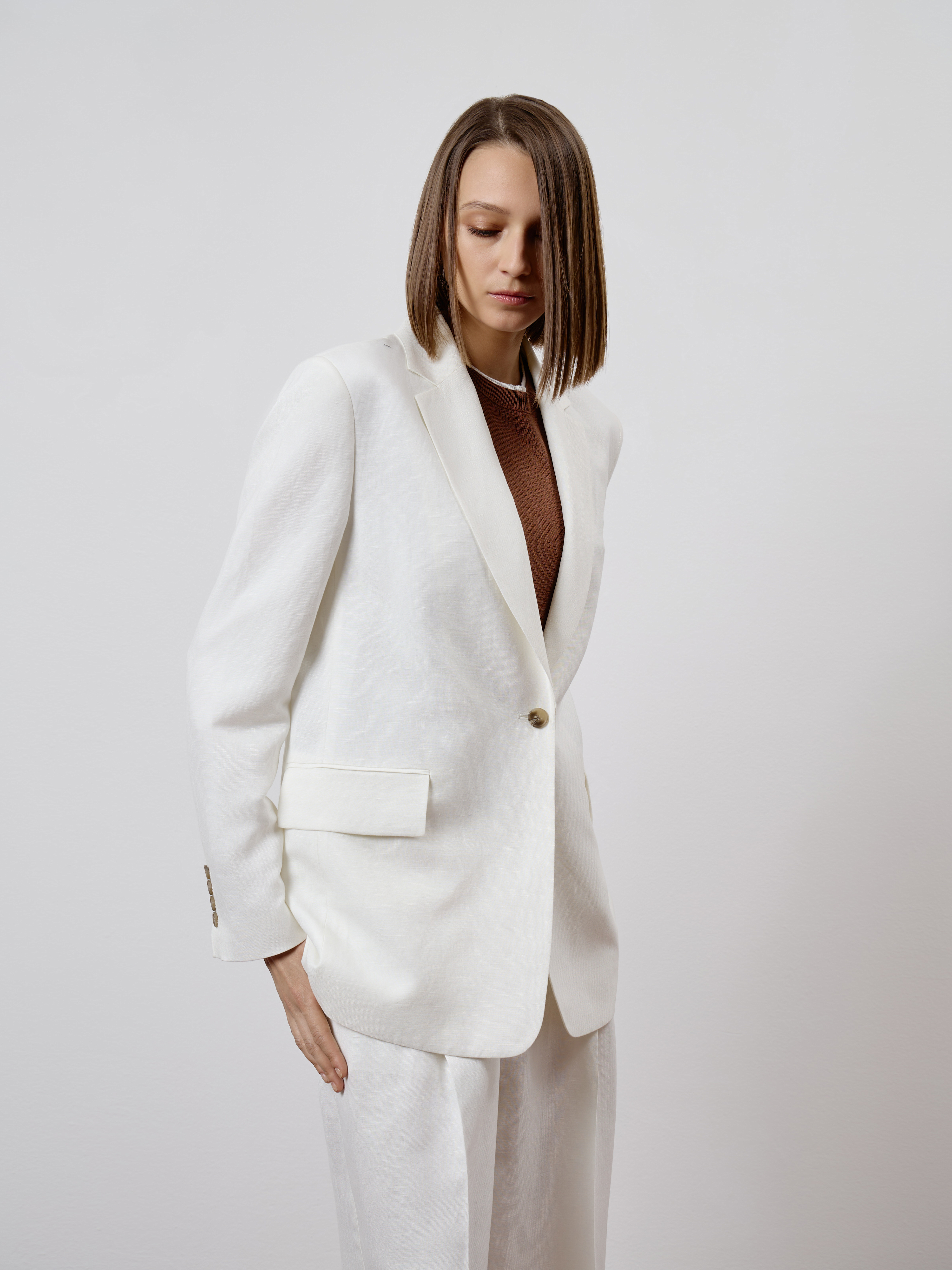 Жакет из вискозы и льна VASSA CODE, пол female, цвет white