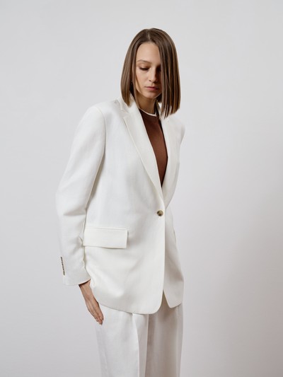 Жакет из вискозы и льна VASSA CODE, пол female, цвет white