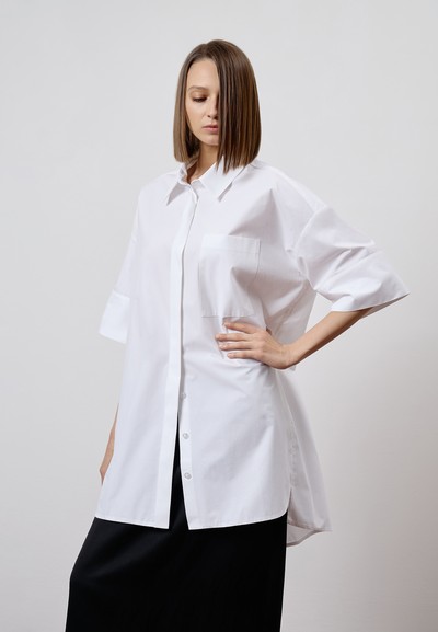 Удлиненная рубашка VASSA CODE, пол female, цвет white