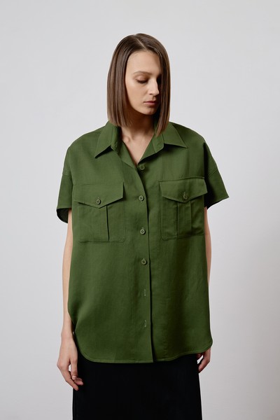 Рубашка VASSA CODE, пол female, цвет зеленый
