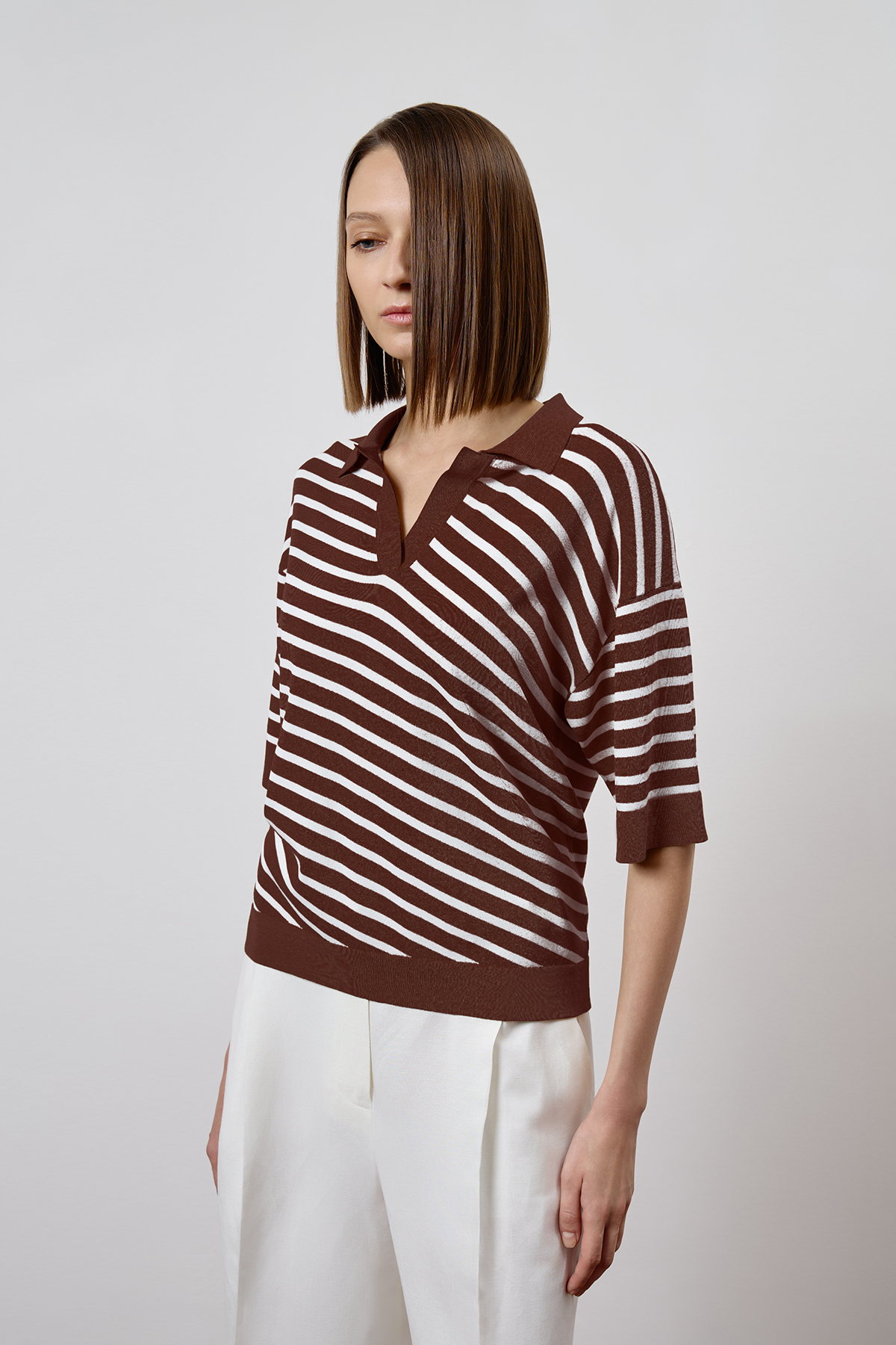 Джемпер-поло VASSA CODE, пол female, цвет brown