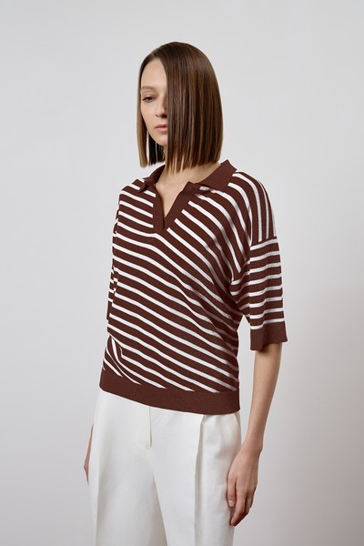 Джемпер-поло VASSA CODE, пол female, цвет brown