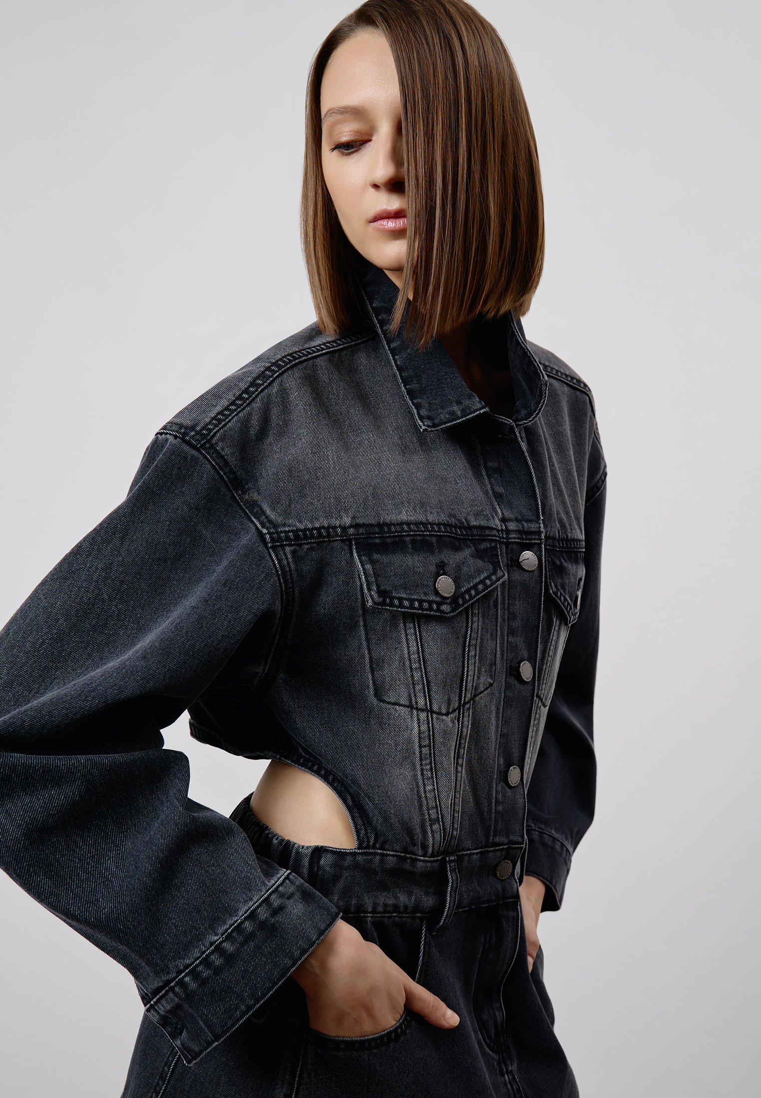 Платье из денима VASSA CODE, пол женский, цвет серый