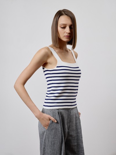 Топ в полоску VASSA CODE, пол female, цвет white