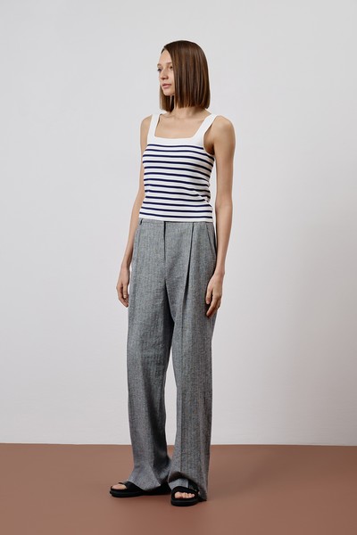 Свободные брюки из льна и хлопка VASSA CODE, пол женский, цвет серый