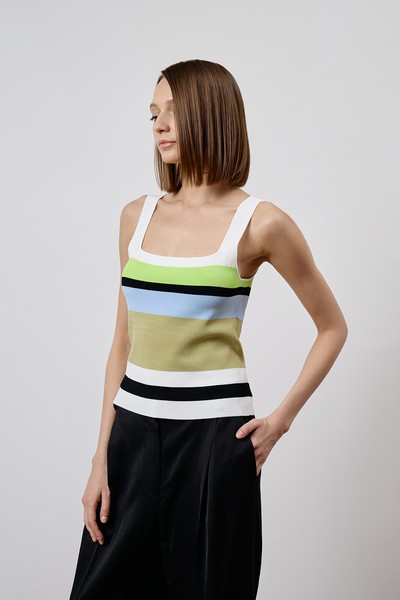 Топ в полоску VASSA CODE, пол female, цвет зеленый