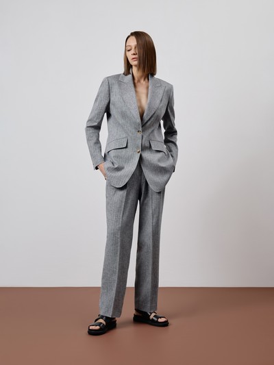 Брюки из льна и хлопка VASSA CODE, пол female, цвет серый