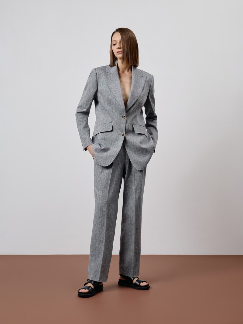 Брюки из льна и хлопка VASSA CODE, пол женский, цвет серый