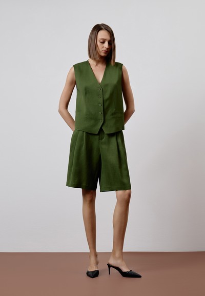 Шорты VASSA CODE, пол женский, цвет зеленый