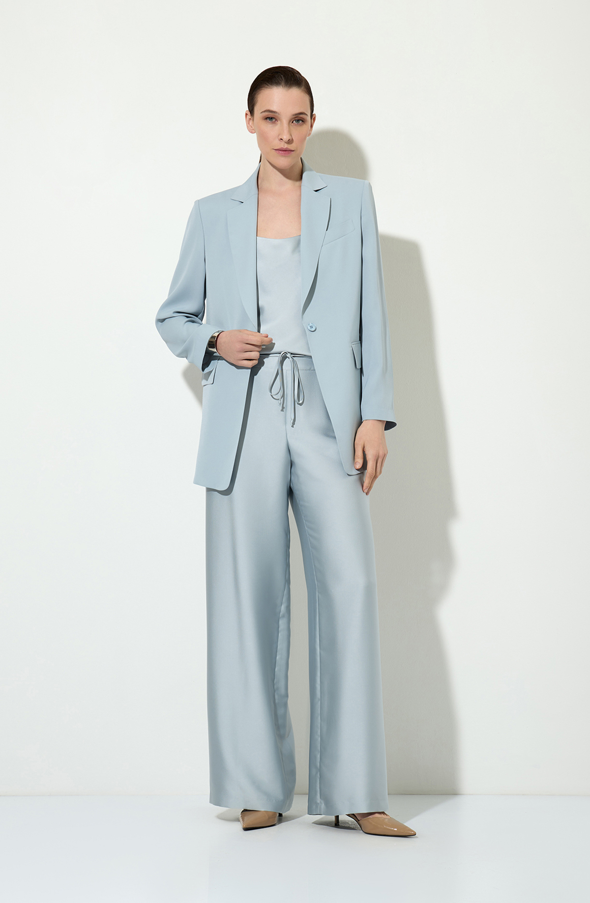 Брюки в пижамном стиле VASSA&Co, пол женский, цвет голубой