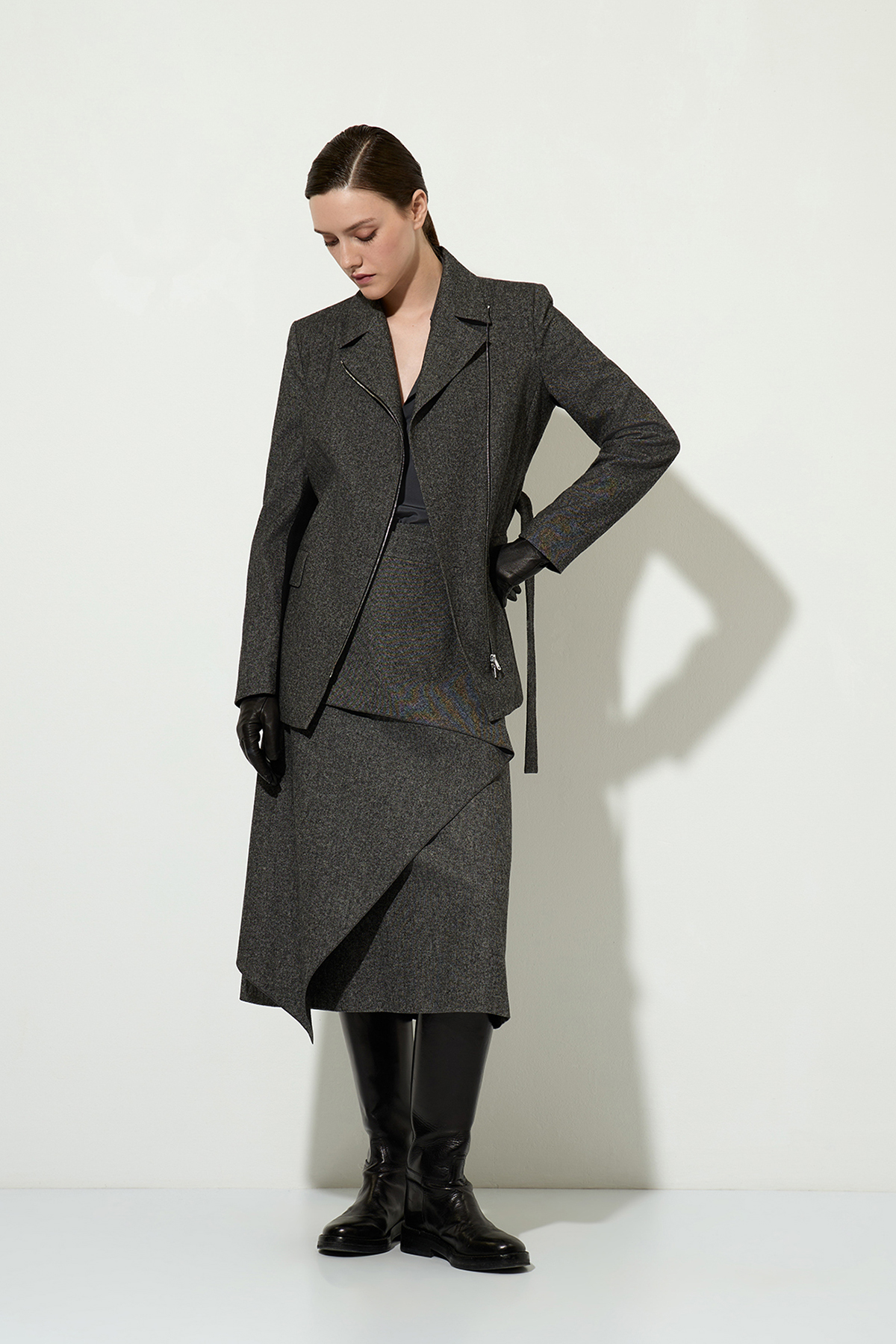 Юбка с асимметричным запахом VASSA&Co, пол женский, цвет серый