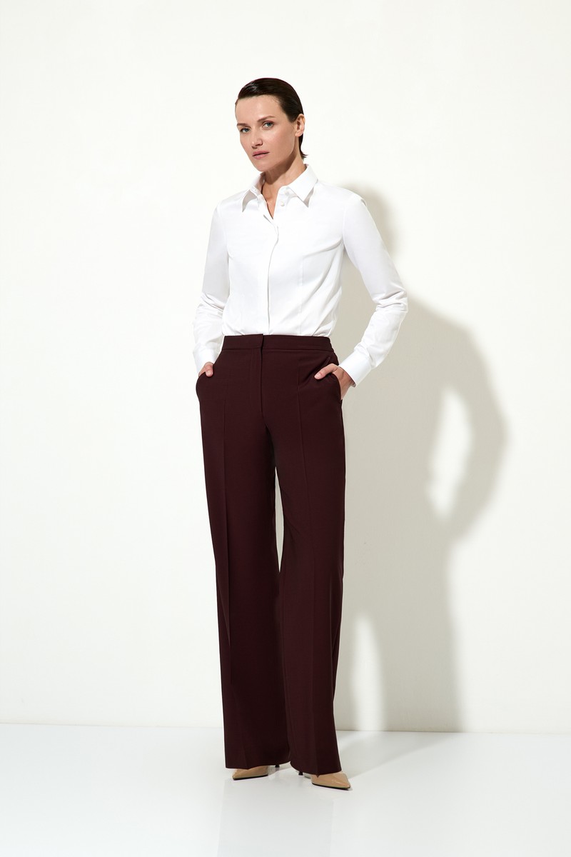 Брюки классические бордовые VASSA&Co, пол женский, цвет бордовый