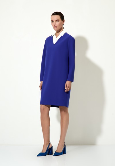 Платье со съемной манишкой VASSA&Co, пол женский, цвет синий