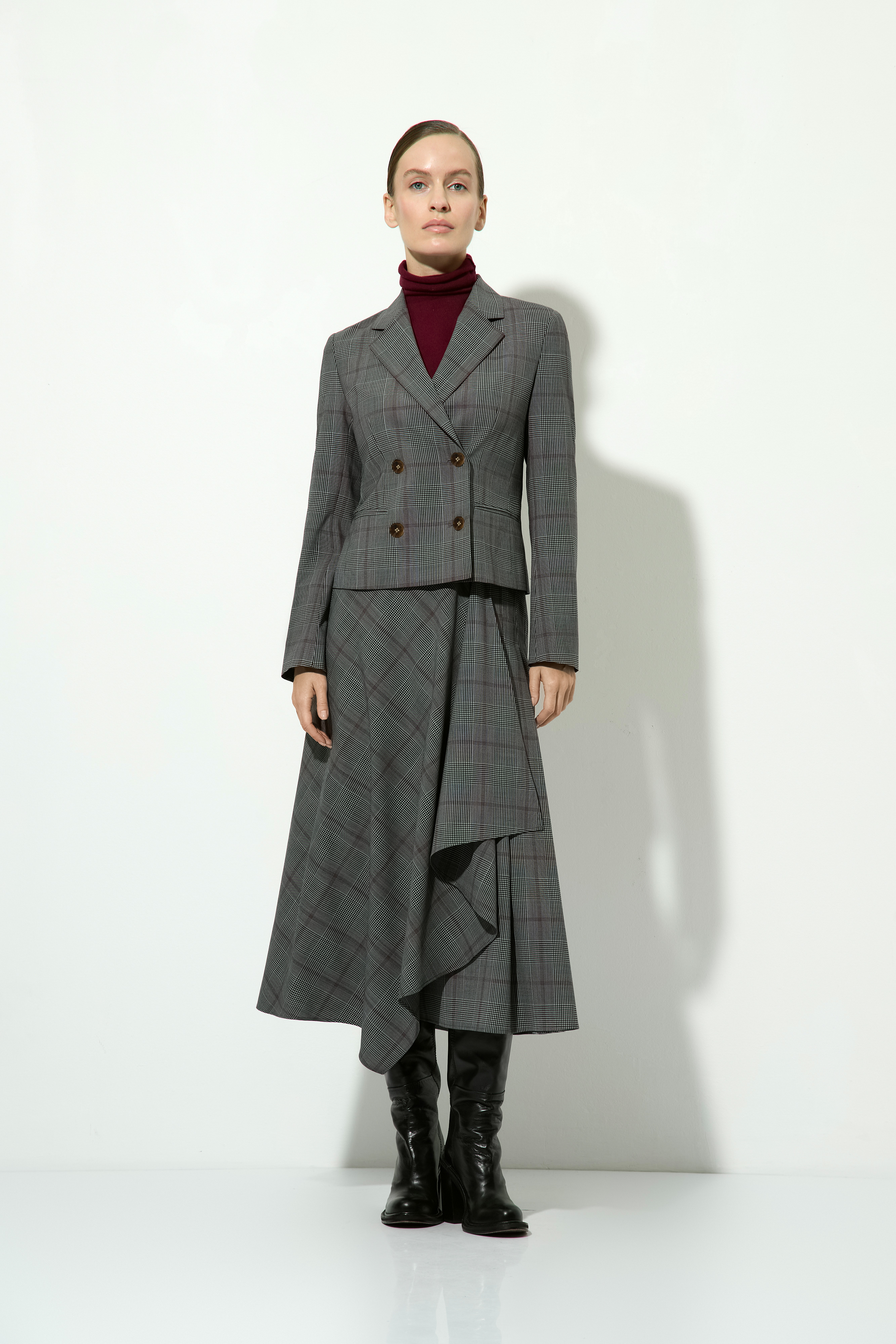 Юбка в клетку VASSA CODE, пол женский, цвет серый