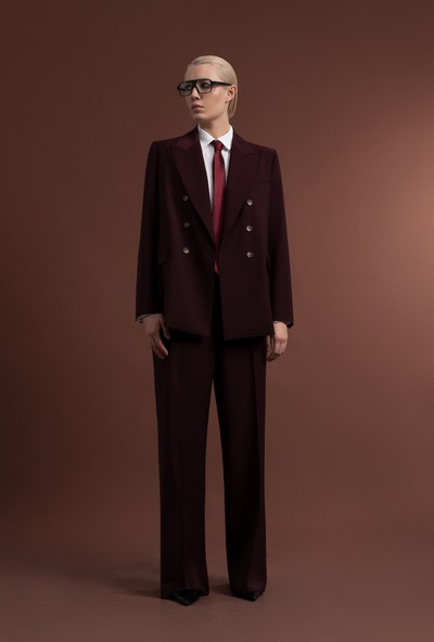 Брюки широкие бордовые VASSA&Co, пол женский, цвет бордовый