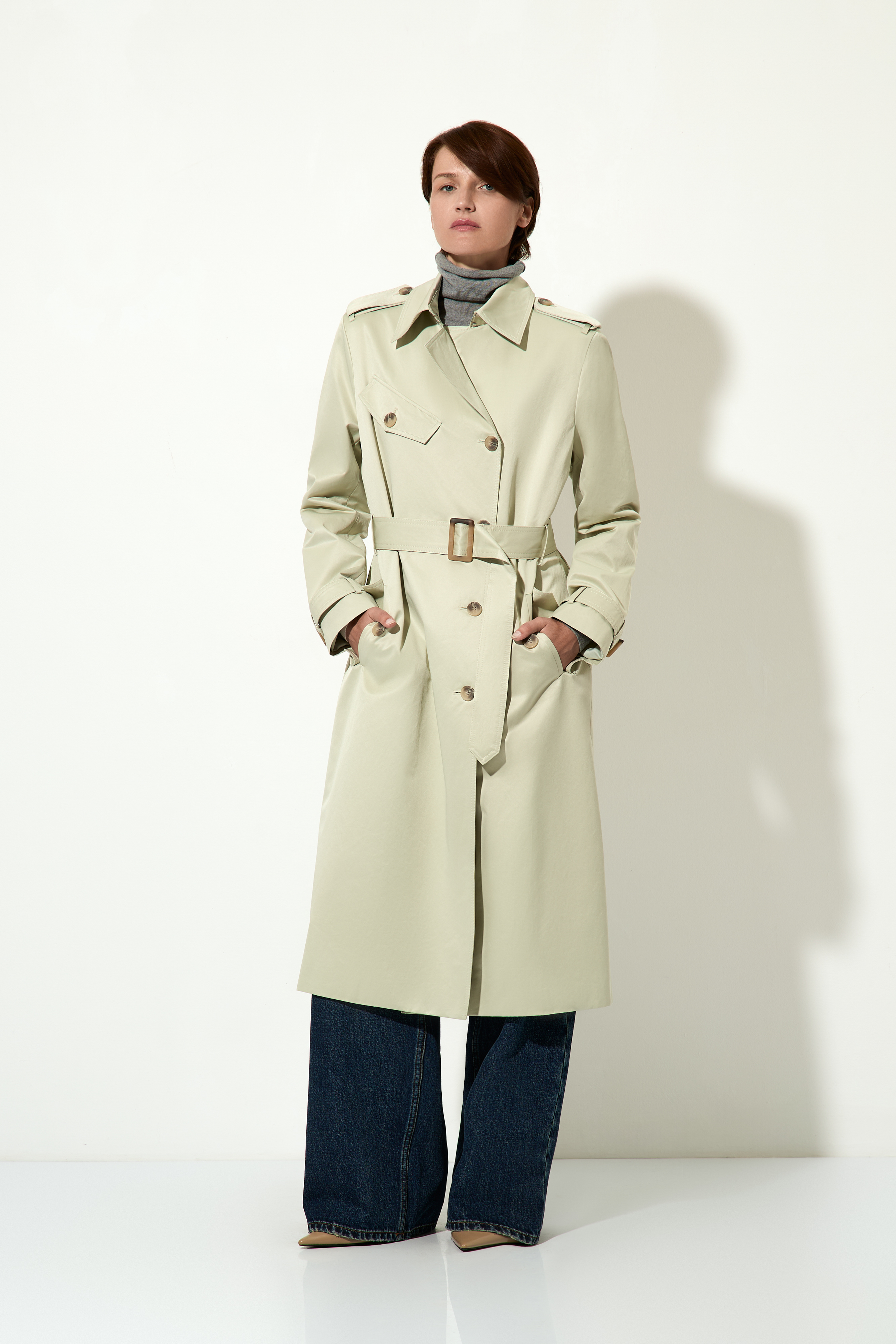 Тренч хлопковый VASSA CODE, пол женский, цвет серый