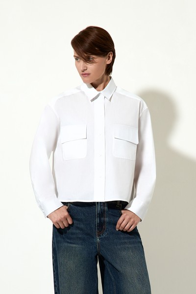 Укороченная рубашка VASSA CODE, пол женский, цвет белый